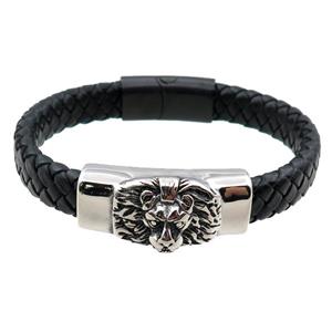 PU leather bracelet with magnetic clasp, approx 12mm, 70mm dia [FR10119]