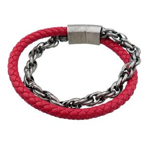 PU leather bracelets with magnetic clasp, approx 6mm, 7mm, 70mm dia [FR10135]