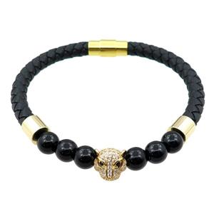 PU leather bracelets with magnetic clasp, approx 6mm, 70mm dia [FR10136]