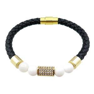 PU leather bracelets with magnetic clasp, approx 6mm, 70mm dia [FR10137]
