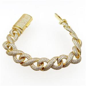 copper bracelets pave zircon, gold plated, approx 14mm, 20cm length [FR10145]