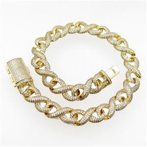 copper necklace pave zircon, gold plated, approx 14mm, 39cm length [FR10146]