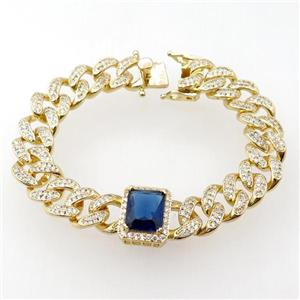 copper bracelet pave zircon, gold plated, approx 12mm, 20cm length [FR10151]