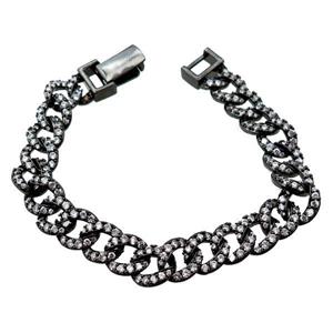 copper bracelet pave zircon, black gunmetal plated, approx 10mm, 20cm length [FR10154]