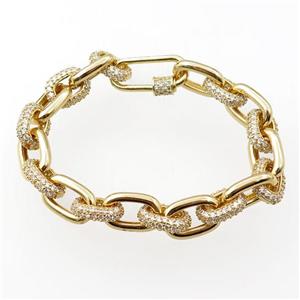 copper bracelets pave zircon, gold plated, approx 11-14mm, 11-16mm, 20cm length [FR10157]