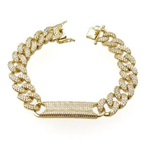 copper bracelets pave zircon, gold plated, approx 11mm, 20cm length [FR10158]