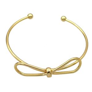 copper bangle with knot, adjustable, gold plated, approx 2mm thickness, 60mm dia [FR10159]