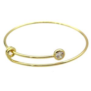 copper bangle, adjustable, gold plated, approx 2.5mm thickness, 60mm dia [FR10166]