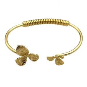 copper bangle, adjustable, gold plated, approx 3mm thickness, 60mm dia [FR10169]