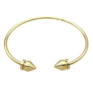 copper bangle, adjustable, gold plated, approx 3mm thickness, 60mm dia [FR10171]