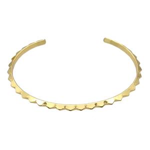 adjustable copper bangle, gold plated, approx 3mm, 60mm dia [FR10174]