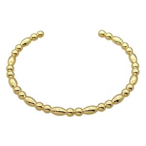 copper bangle, adjustable, gold plated, approx 4mm, 60mm dia [FR10175]