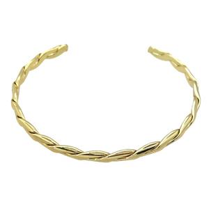 copper bangle, adjustable, gold plated, approx 5mm, 60mm dia [FR10176]