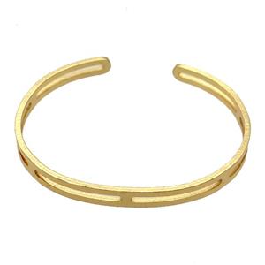 copper bangle, adjustable, gold plated, approx 5mm, 60mm dia [FR10180]