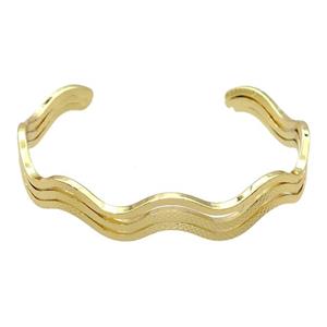 copper bangle, adjustable, gold plated, approx 6-9mm, 60mm dia [FR10198]