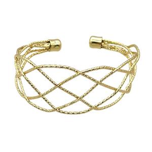copper bangle, adjustable, gold plated, approx 8-30mm, 60mm dia [FR10215]
