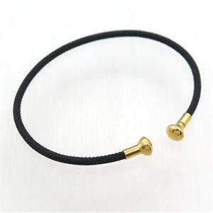 Stainless Steel bangle, black fabric wrapped, adjustable, approx 2.5mm, 60mm dia [FR10219]