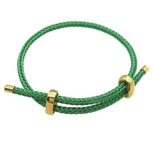 green Tiger Tail Steel Bracelet, adjustable, approx 3mm thickness [FR10223]