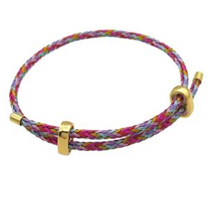 Tiger Tail Steel Bracelet, adjustable, multicolor, approx 3mm thickness [FR10233]