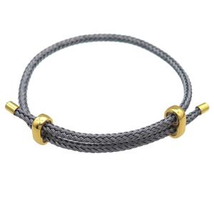 gray Tiger Tail Steel Bracelet, adjustable, approx 3mm thickness [FR10239]