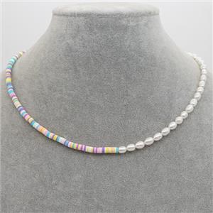 Pearl Necklace with polymer clay, approx 4mm, 40-45cm length [FR10248]