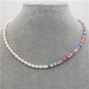 Pearl Necklace with polymer clay, approx 4mm, 40-45cm length [FR10249]