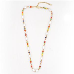 Pearl Necklace with glass seed beads, approx 6mm, 40-45cm length [FR10255]