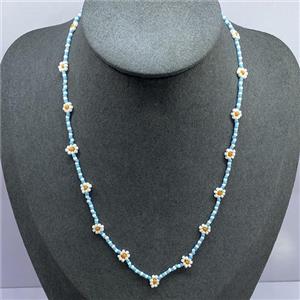 handmade Necklace with miyuki glass, braid flower, approx 2mm, 40-45cm length [FR10257]
