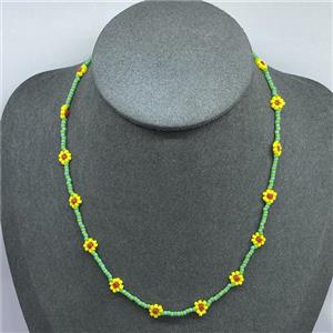 handmade Necklace with miyuki glass, braid flower, approx 2mm, 40-45cm length [FR10264]