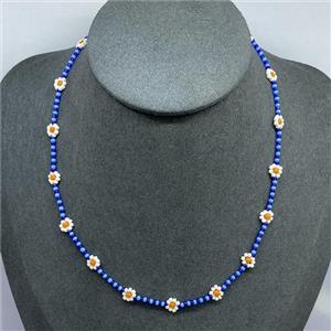 handmade Necklace with miyuki glass, braid flower, approx 2mm, 40-45cm length [FR10265]