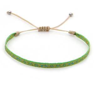 nepal style Handmade braid Bracelet, adjustable, green, approx 4-6mm, 16-24cm length [FR10290]