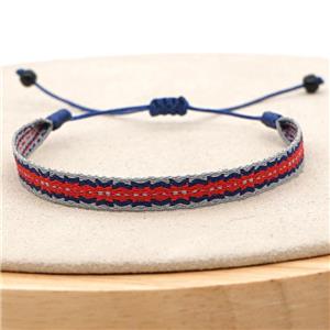 nepal style Handmade braid Bracelet, adjustable, approx 8mm, 16-24cm length [FR10294]