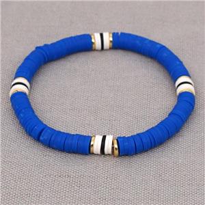 lapisblue Polymer Clay Bracelet, stretchy, approx 6mm, 16cm length [FR10325]