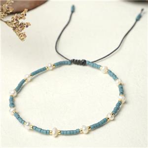 handmade miyuki glass Bracelet with Pearl, adjustable, approx 3mm, 16-24cm length [FR10337]
