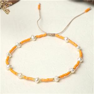 handmade miyuki seed glass Bracelet with Pearl, adjustable, approx 3mm, 16-24cm length [FR10338]