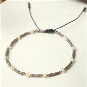 handmade miyuki glass Bracelet with Pearl, adjustable, approx 3mm, 16-24cm length [FR10342]