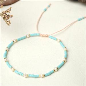 handmade miyuki glass Bracelet with Pearl, adjustable, approx 3mm, 16-24cm length [FR10345]