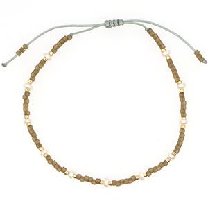 handmade miyuki glass Bracelet with Pearl, adjustable, approx 3mm, 16-24cm length [FR10347]