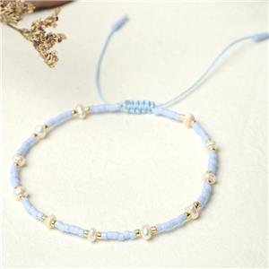 handmade miyuki glass Bracelet with Pearl, adjustable, approx 3mm, 16-24cm length [FR10348]
