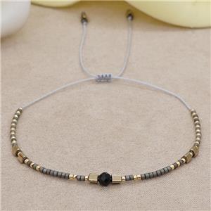 handmade miyuki seed glass Bracelet with spinel, adjustable, approx 4mm, 16-24cm length [FR10367]