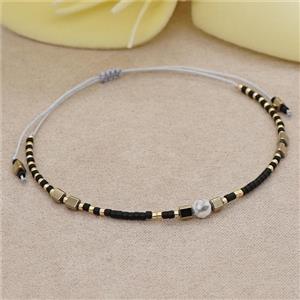 handmade miyuki glass Bracelet with howlite, adjustable, approx 4mm, 16-24cm length [FR10368]