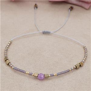 handmade miyuki glass Bracelet with gemstone, adjustable, approx 4mm, 16-24cm length [FR10369]