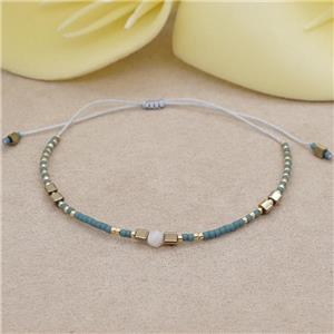 handmade miyuki glass Bracelet with gemstone, adjustable, approx 4mm, 16-24cm length [FR10370]