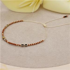 handmade miyuki glass Bracelet with pyrite, adjustable, approx 4mm, 16-24cm length [FR10371]