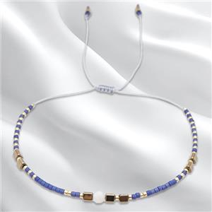 handmade miyuki glass Bracelet with white shell, adjustable, approx 4mm, 16-24cm length [FR10373]