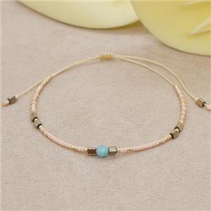 handmade miyuki glass Bracelet with gemstone, adjustable, approx 4mm, 16-24cm length [FR10374]