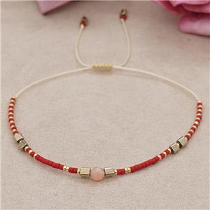 handmade miyuki glass Bracelet with sunstone, adjustable, approx 4mm, 16-24cm length [FR10377]