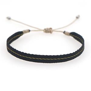 Handmade braid Bracelet, adjustable, black, approx 6mm, 16-24cm length [FR10390]