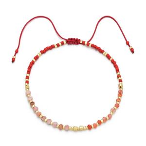 carnelian Bracelet with pink opal, adjustable, approx 3mm, 16-24cm length [FR10427]