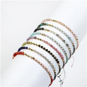mix Gemstone Bracelet, adjustable, approx 3mm, 16-24cm length [FR10434]